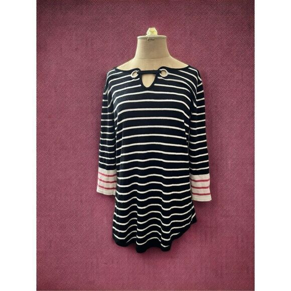 United States Sweaters Keyhole Striped Sweater / SZ: M - Picture 1 of 8